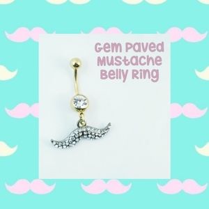 5/$10 | Gold CZ Paved Mustache Belly Ring
